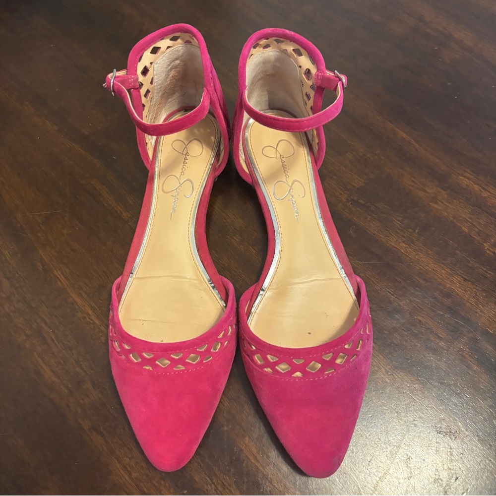Jessica Simpson Pink Flats with Ankle Strap